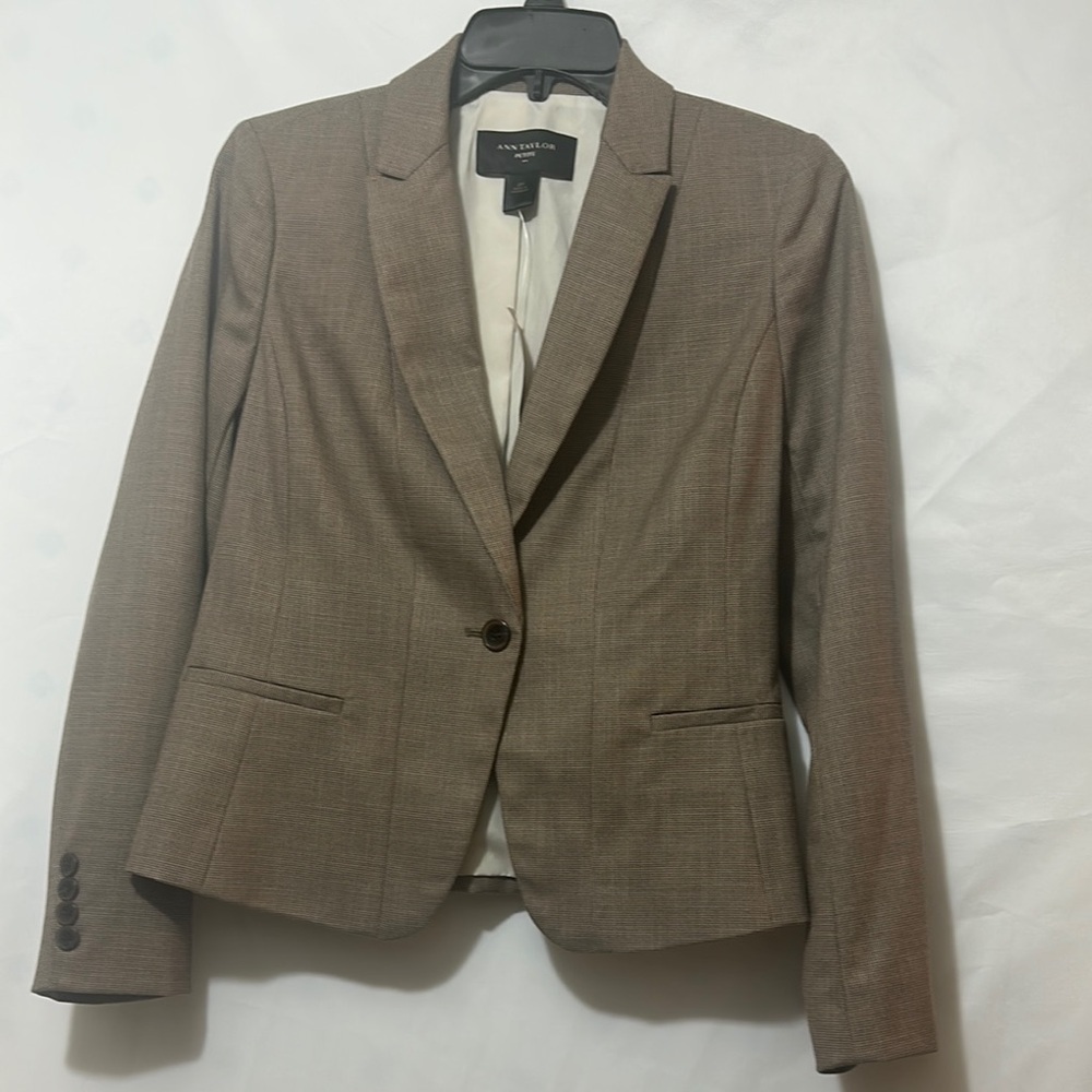 Ann Taylor Brown Structured Blazer Professional F… - image 1